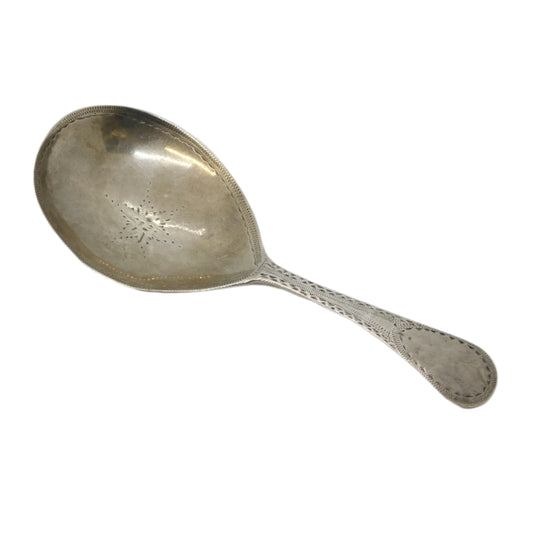 George III Sterling Silver Bright Cut Tea Caddy Spoon Antique 1798 London