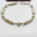 Victorian Sterling Silver Albertina Ball Link Chain Bracelet Antique c1880 7.5"