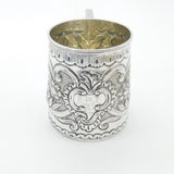 Georgian Sterling Silver Floral Repousse Tankard Mug Antique c1810 Inscribed