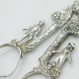 Sterling Silver Regency Couple & Floral Pattern Grape Scissors 1970 Vintage
