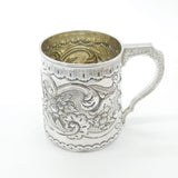 Georgian Sterling Silver Floral Repousse Tankard Mug Antique c1810 Inscribed