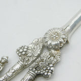 Sterling Silver Regency Couple & Floral Pattern Grape Scissors 1970 Vintage