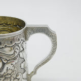 Georgian Sterling Silver Floral Repousse Tankard Mug Antique c1810 Inscribed