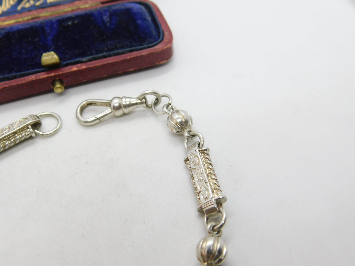 Victorian Sterling Silver Albertina Ball Link Chain Bracelet Antique c1880 7.5"