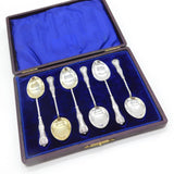 Edwardian Boxed Sterling Silver Floral Set of Teaspoons Antique 1905 Birmingham