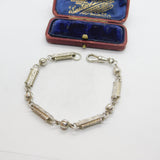 Victorian Sterling Silver Albertina Ball Link Chain Bracelet Antique c1880 7.5"