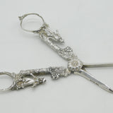 Sterling Silver Regency Couple & Floral Pattern Grape Scissors 1970 Vintage