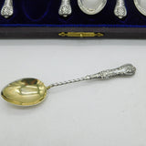 Edwardian Boxed Sterling Silver Floral Set of Teaspoons Antique 1905 Birmingham