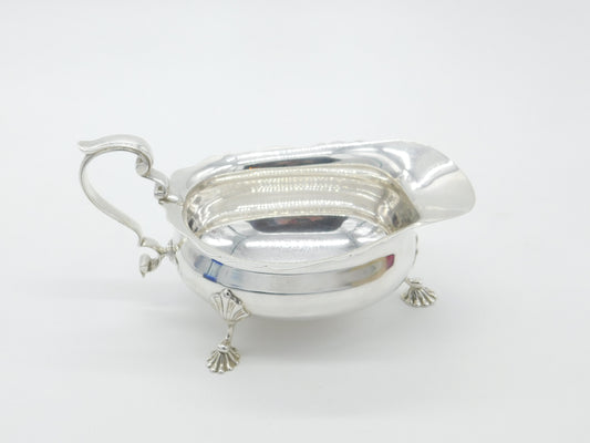 Large Sterling Silver Scrolled Feel Sauce Boat Antique 1932 Birmingham Art Deco