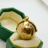 9ct Gold & Sterling Silver Opening Masonic Ball Charm Fob Antique c1920 Art Deco