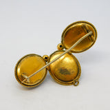 Grand Tour George IV Yellow Metal, Carved Lava, Pearl Brooch Antique c1830