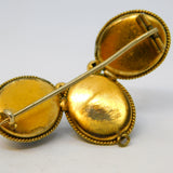 Grand Tour George IV Yellow Metal, Carved Lava, Pearl Brooch Antique c1830