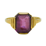 9ct Yellow Gold & Emerald Cut Amethyst Dress Ring Vintage 1960 Birmingham