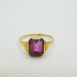 9ct Yellow Gold & Emerald Cut Amethyst Dress Ring Vintage 1960 Birmingham