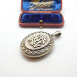 Victorian Sterling Silver Monogram Mourning Locket Pendant Antique c1860