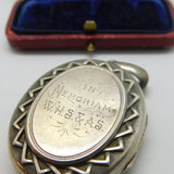 Victorian Sterling Silver Monogram Mourning Locket Pendant Antique c1860