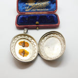 Victorian Sterling Silver Monogram Mourning Locket Pendant Antique c1860