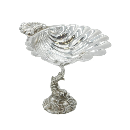 Cast Sterling Silver Dolphin & Shell Pattern Butter or Soap Dish Vintage 1987 Mappin & Webb