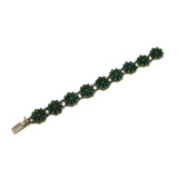 Taxco Mexican Sterling Silver & Malachite Set Floral Dress Bracelet Vintage
