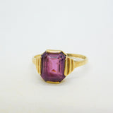 9ct Yellow Gold & Emerald Cut Amethyst Dress Ring Vintage 1960 Birmingham