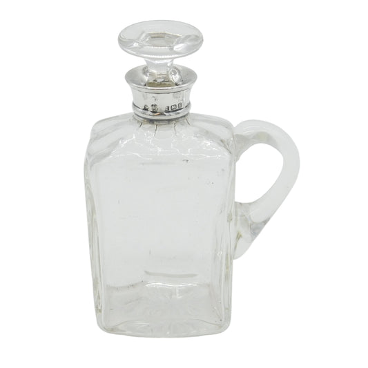 Hukin & Heath Edwardian Sterling Silver Mounted Brandy Bottle Antique 1906 Birmingham