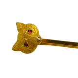 Edwardian 9ct Gold & Ruby Set Fox Mask Hunting Stock Pin Brooch Antique c1910
