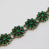 Taxco Mexican Sterling Silver & Malachite Set Floral Dress Bracelet Vintage