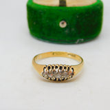 Victorian 18ct Yellow Gold Five-Stone Diamond Boat Ring Antique c1890
