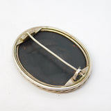 19th Century Sterling Silver Pietra Dura Floral Mosaic Brooch Antique c1860