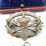 Queen Victoria Sterling Silver Golden Jubilee Brooch Earring Set Antique 1887