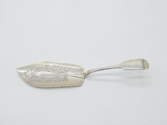 Georgian Large Sterling Silver Fish Slice With Fish Pattern Antique 1825 London