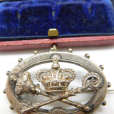 Queen Victoria Sterling Silver Golden Jubilee Brooch Earring Set Antique 1887