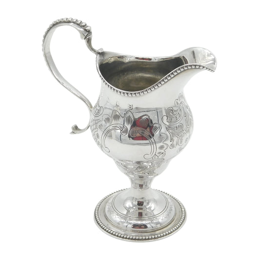 George III Sterling Silver Floral Pattern Pedestal Cream Jug Antique 1779 London
