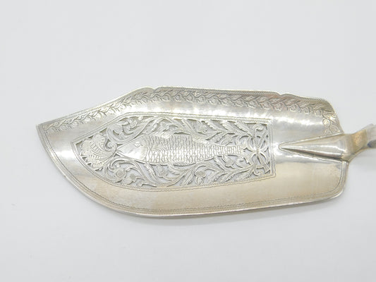 Georgian Large Sterling Silver Fish Slice With Fish Pattern Antique 1825 London