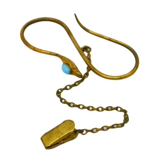 19th Century Gilt Metal Turquoise Set Snake Sewing Skirt Lifter Antique c1860