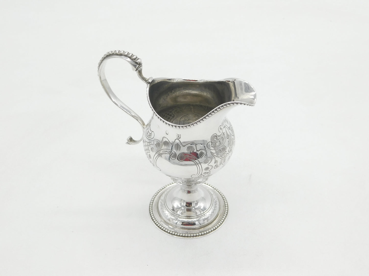 George III Sterling Silver Floral Pattern Pedestal Cream Jug Antique 1779 London