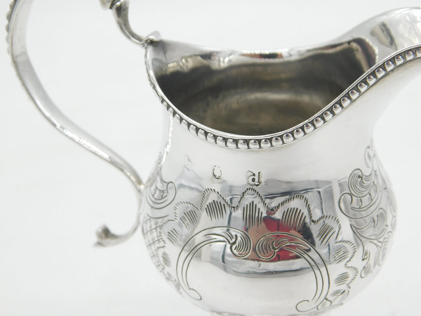 George III Sterling Silver Floral Pattern Pedestal Cream Jug Antique 1779 London