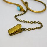 19th Century Gilt Metal Turquoise Set Snake Sewing Skirt Lifter Antique c1860
