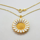 Georg Jensen Sterling Silver Enamel Daisy Necklace Earrings Suite Boxed Vintage
