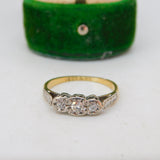 Victorian 18ct Yellow Gold & 0.2ct Diamond Star Set Dress Ring Antique c1890