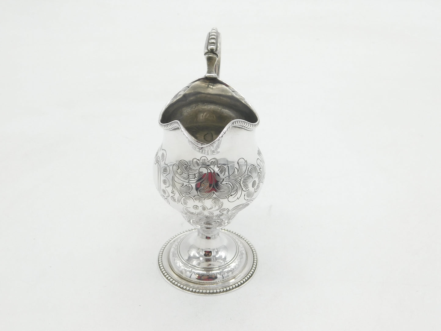 George III Sterling Silver Floral Pattern Pedestal Cream Jug Antique 1779 London