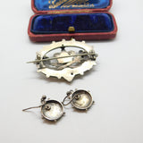 Queen Victoria Sterling Silver Golden Jubilee Brooch Earring Set Antique 1887