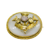 Victorian Sterling Silver Gilt & Chalcedony Scottish Sweetheart Brooch Antique c1880