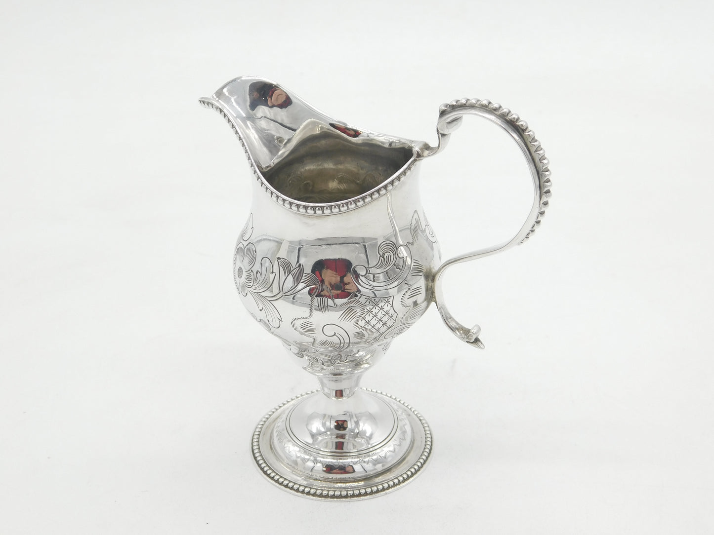 George III Sterling Silver Floral Pattern Pedestal Cream Jug Antique 1779 London