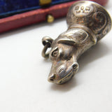 Victorian Sterling Silver Bloodstone Hound Dog Fob Seal Antique 1886 Birmingham