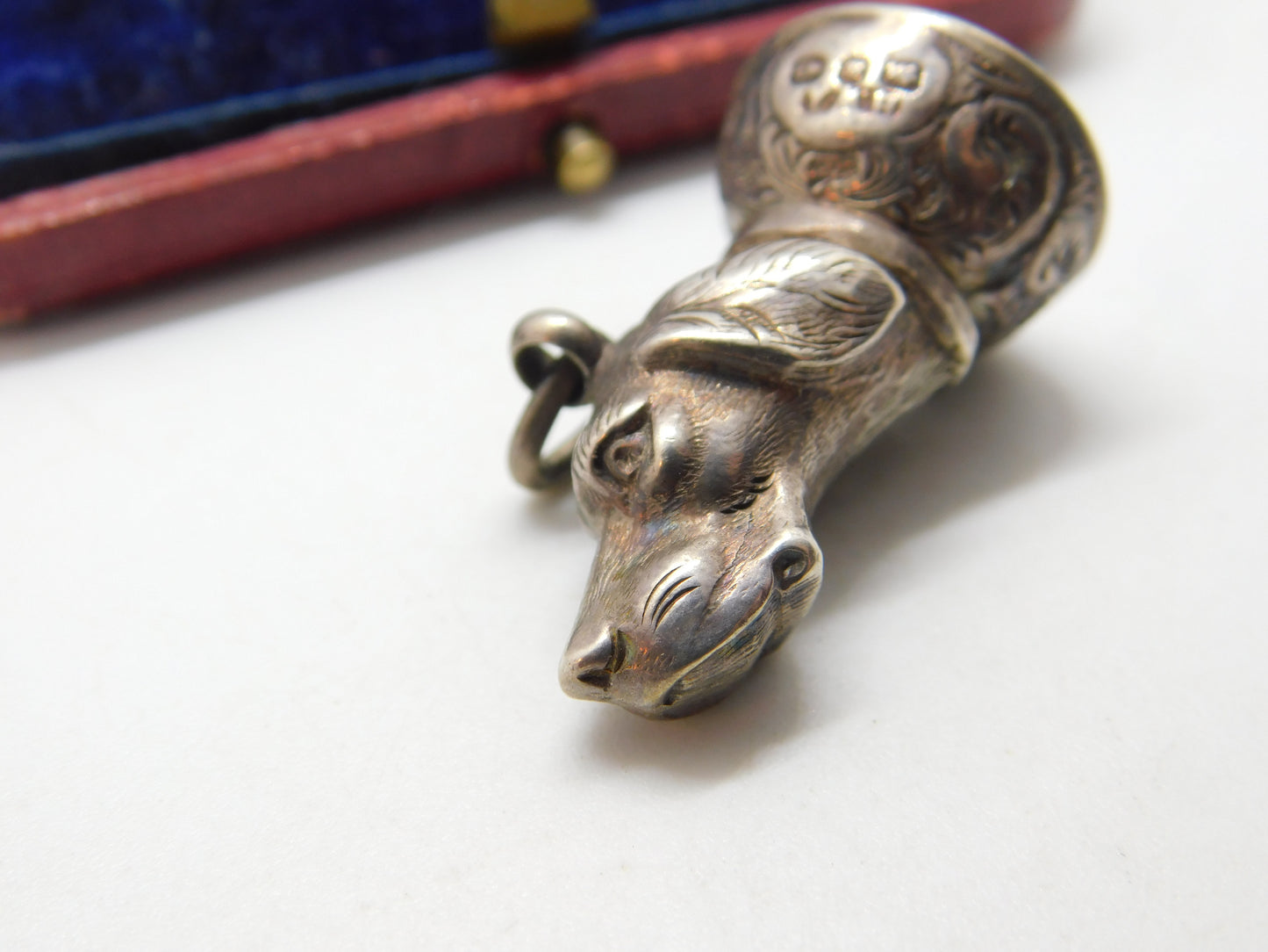 Victorian Sterling Silver Bloodstone Hound Dog Fob Seal Antique 1886 Birmingham