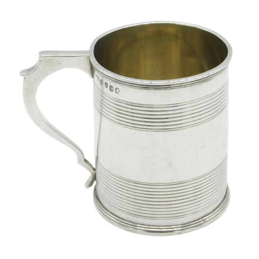 George III Sterling Silver Lined Pattern Christening Mug Antique 1818 London