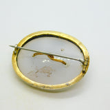 Victorian Sterling Silver Gilt & Chalcedony Scottish Sweetheart Brooch Antique c1880