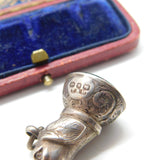 Victorian Sterling Silver Bloodstone Hound Dog Fob Seal Antique 1886 Birmingham