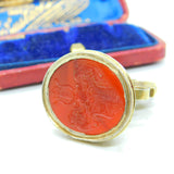 Intaglio Family Crest Heraldry Carnelian Seal Fob Pendant Antique Georgian c1820